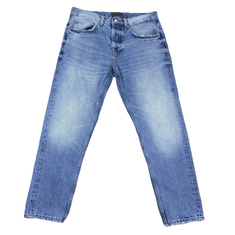 Zara Man Mens Button Fly Jeans Blue Straight Leg Denim Casual Everyday Size 31